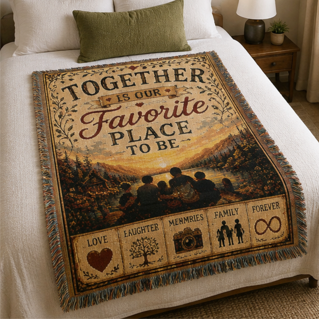 Together Is Our Favorite Place to Be Woven Blanket | Premium Cotton Family Throw