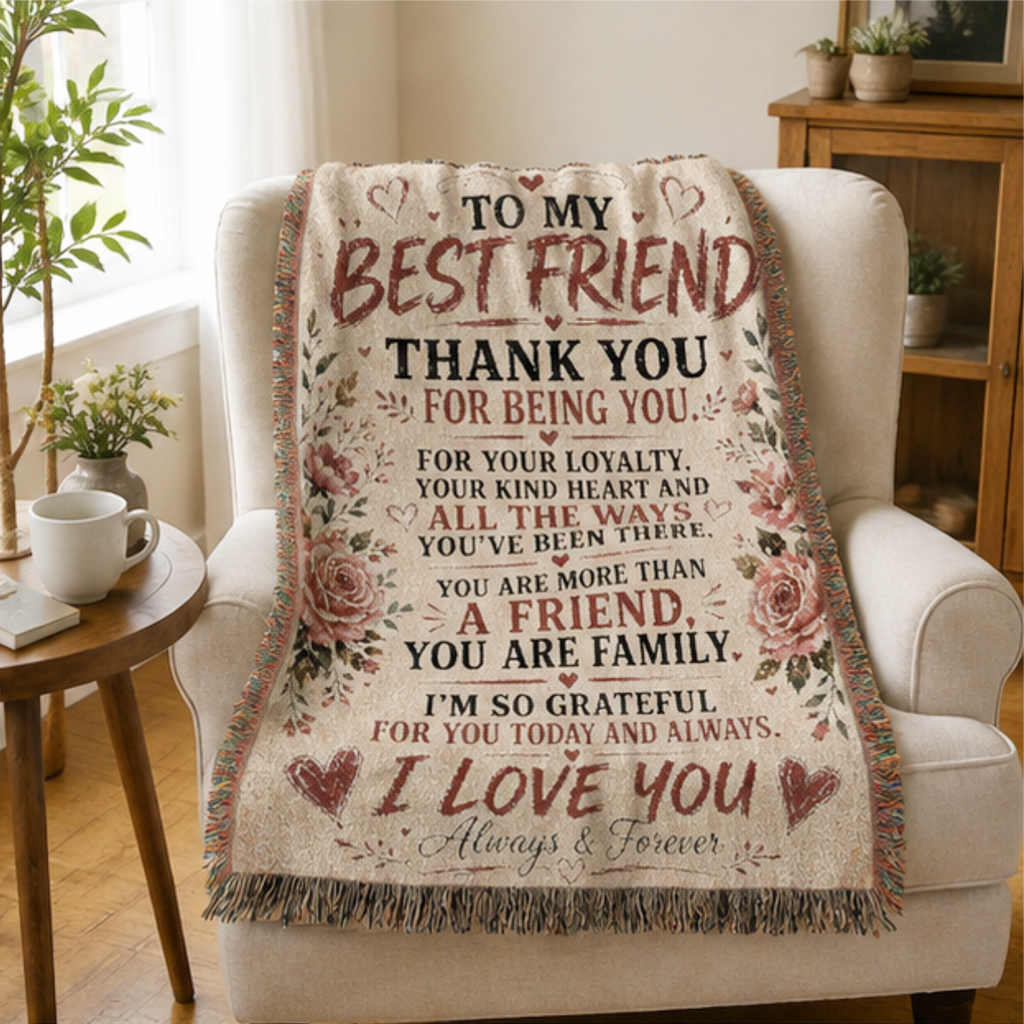 To My Best Friend Woven Blanket | Friendship Gift Throw Blanket | Best Friend Keepsake