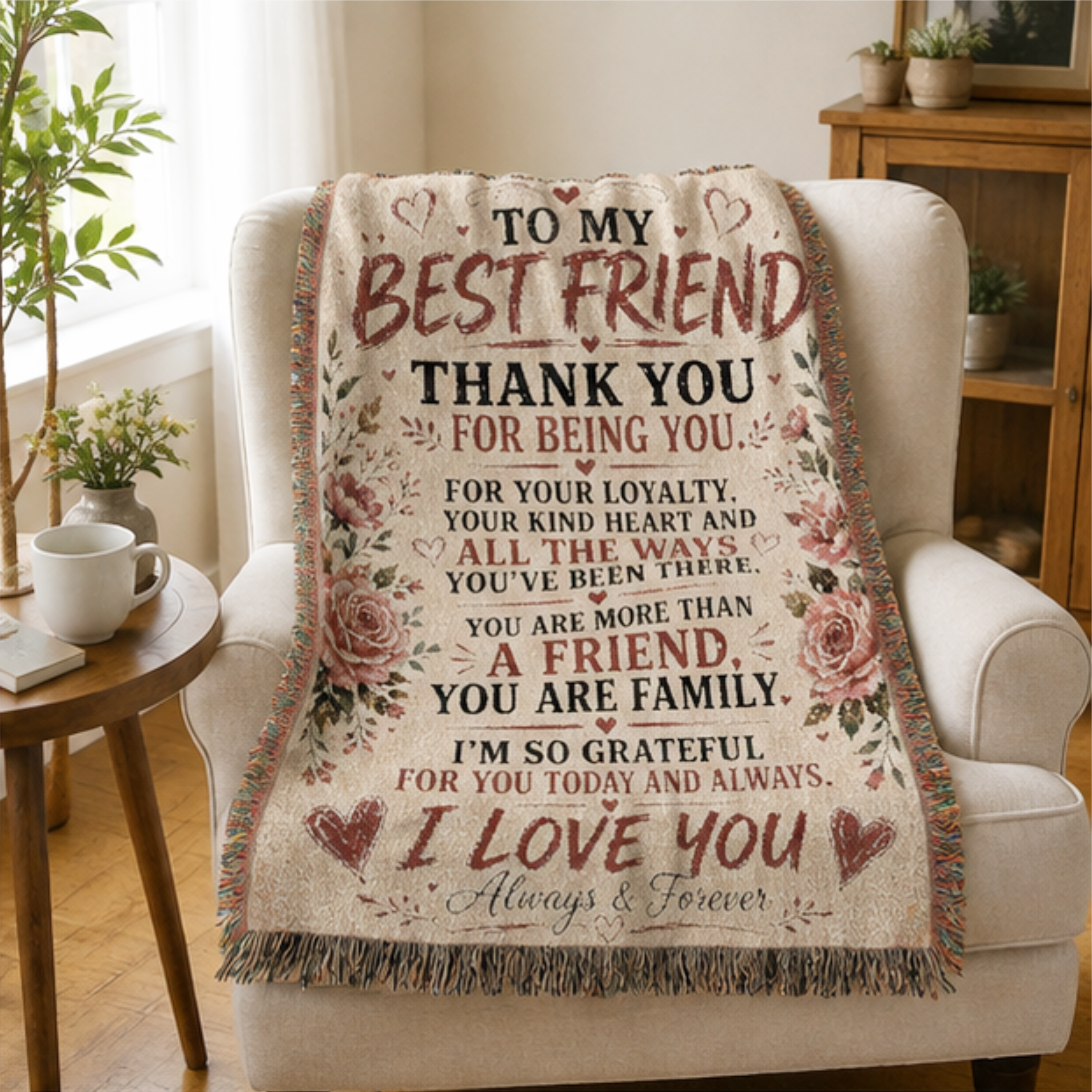 To My Best Friend Woven Blanket | Friendship Gift Throw Blanket | Best Friend Keepsake
