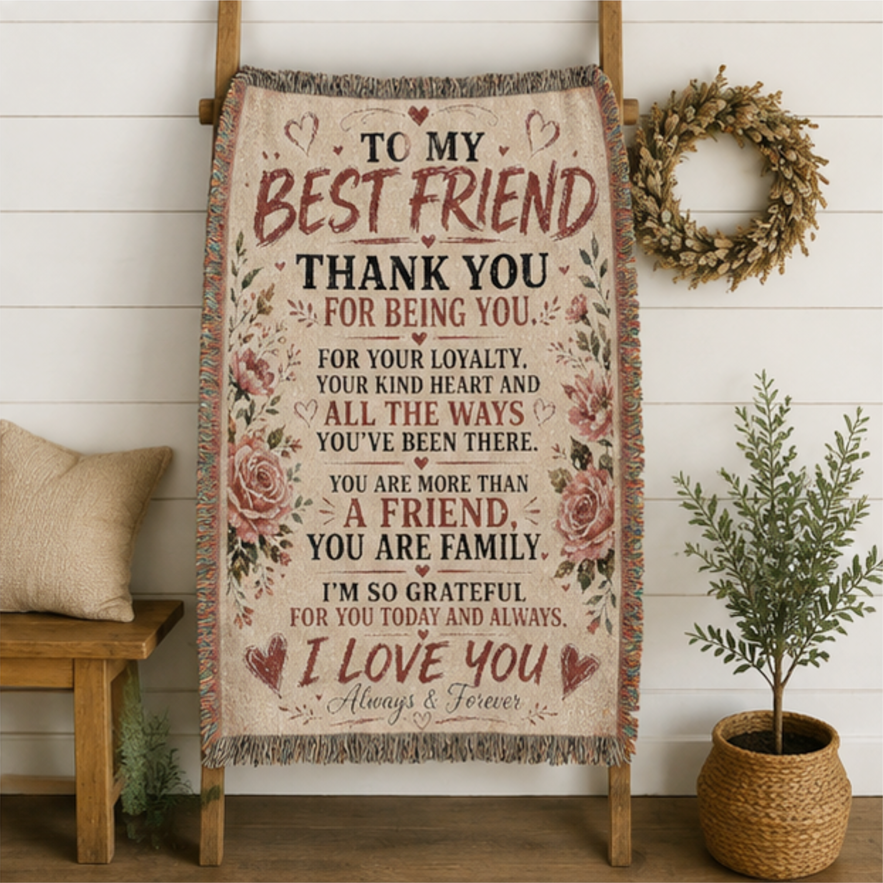 To My Best Friend Woven Blanket | Friendship Gift Throw Blanket | Best Friend Keepsake