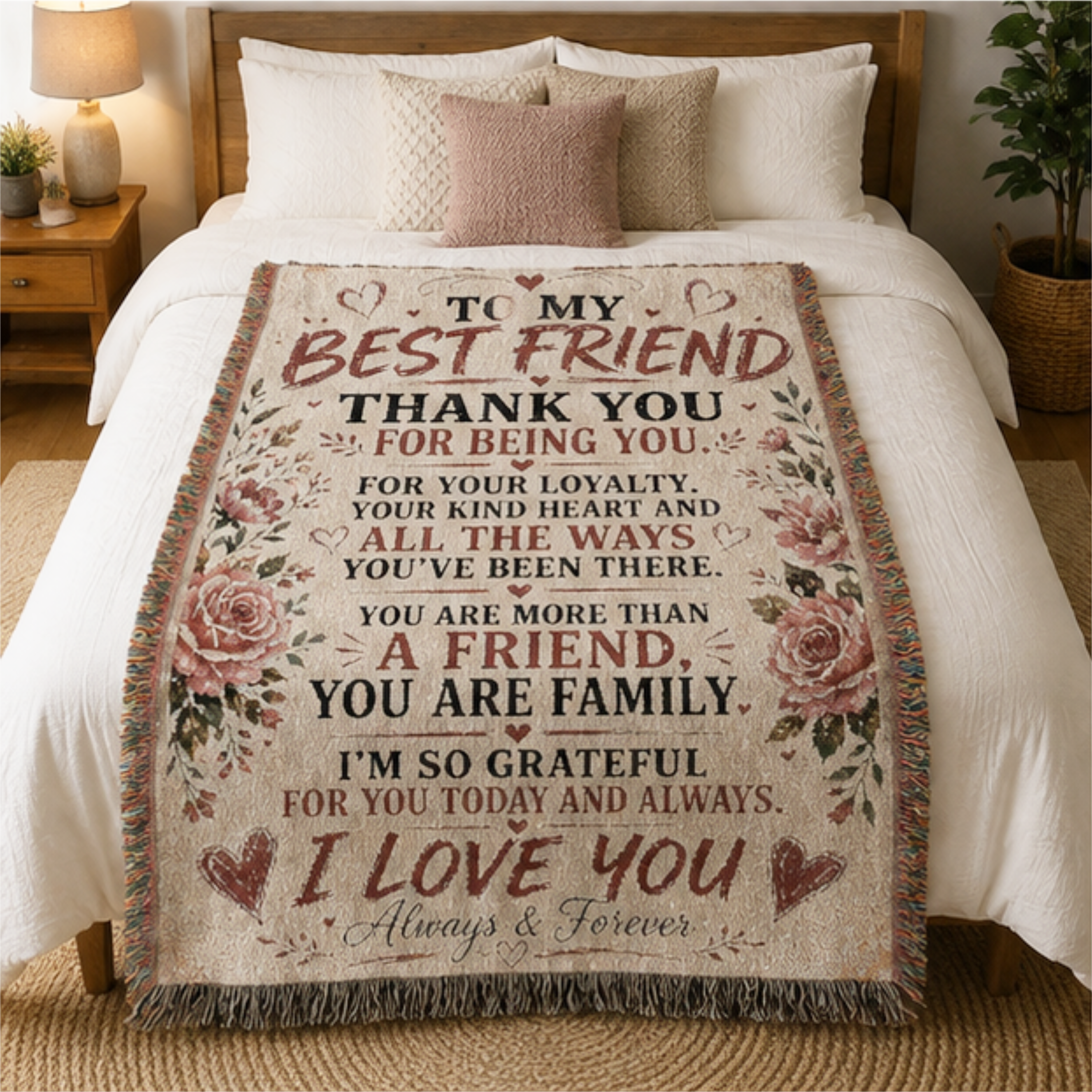 To My Best Friend Woven Blanket | Friendship Gift Throw Blanket | Best Friend Keepsake