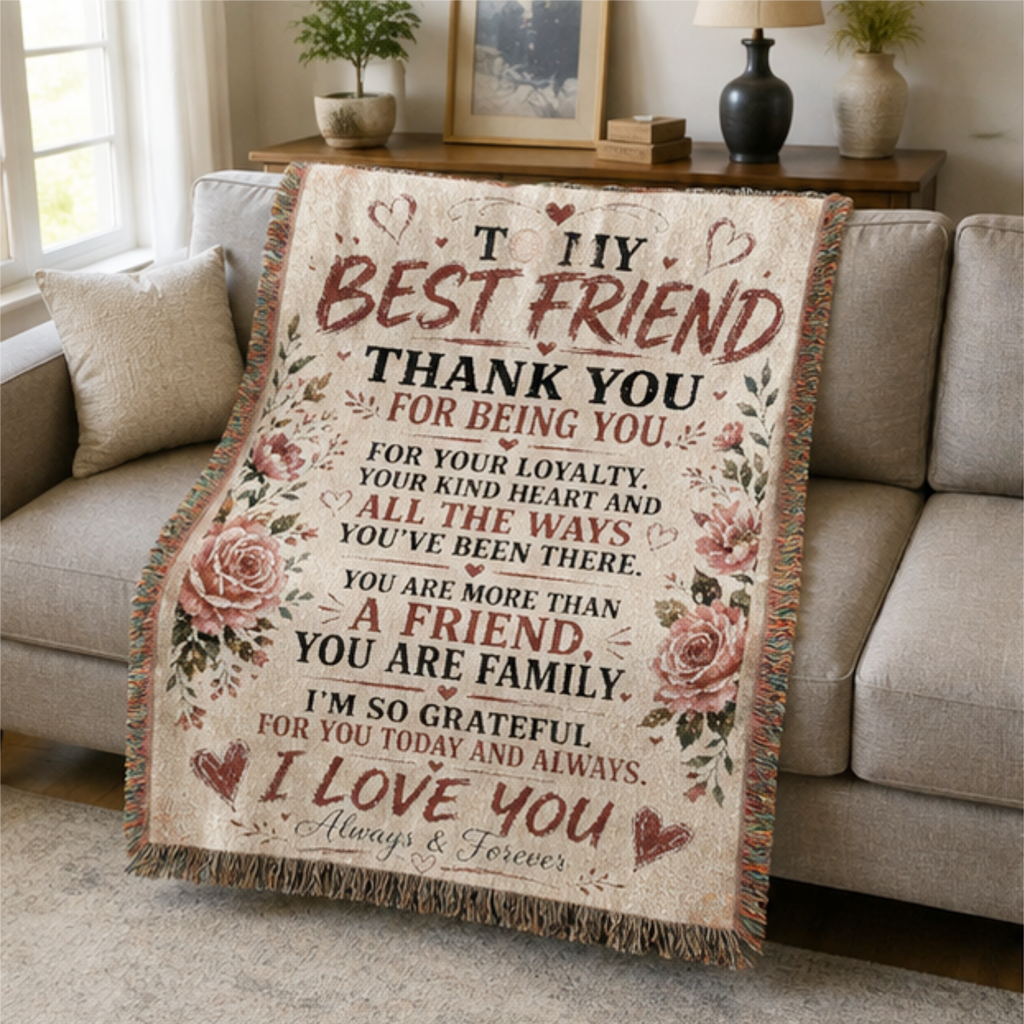 To My Best Friend Woven Blanket | Friendship Gift Throw Blanket | Best Friend Keepsake