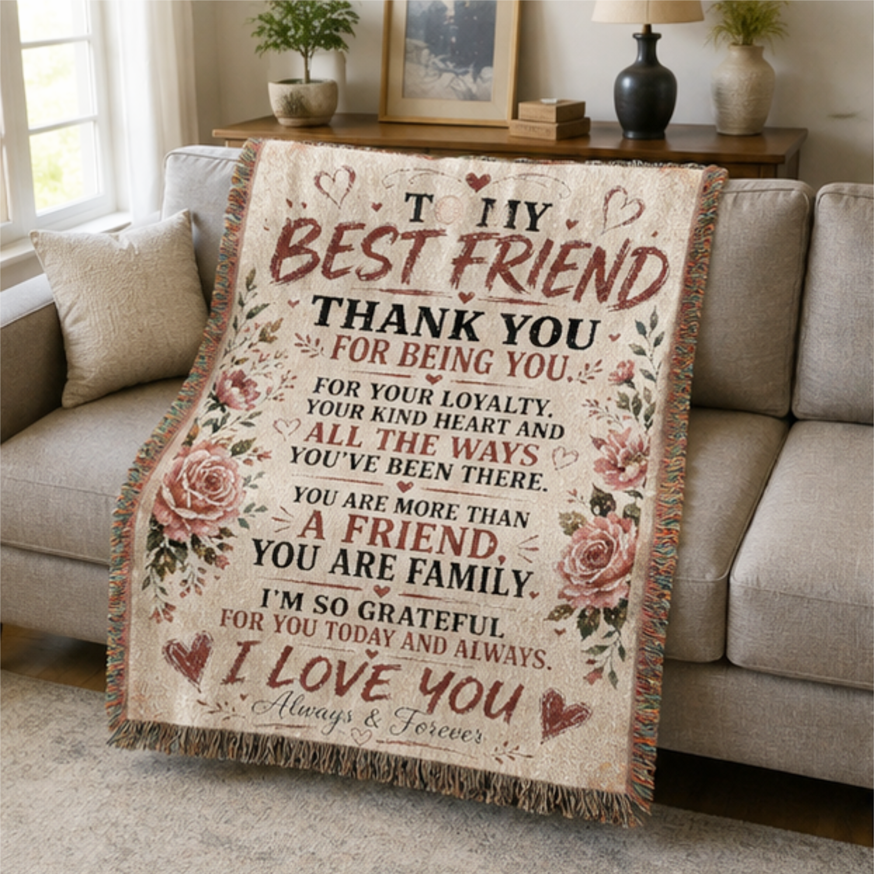 To My Best Friend Woven Blanket | Friendship Gift Throw Blanket | Best Friend Keepsake