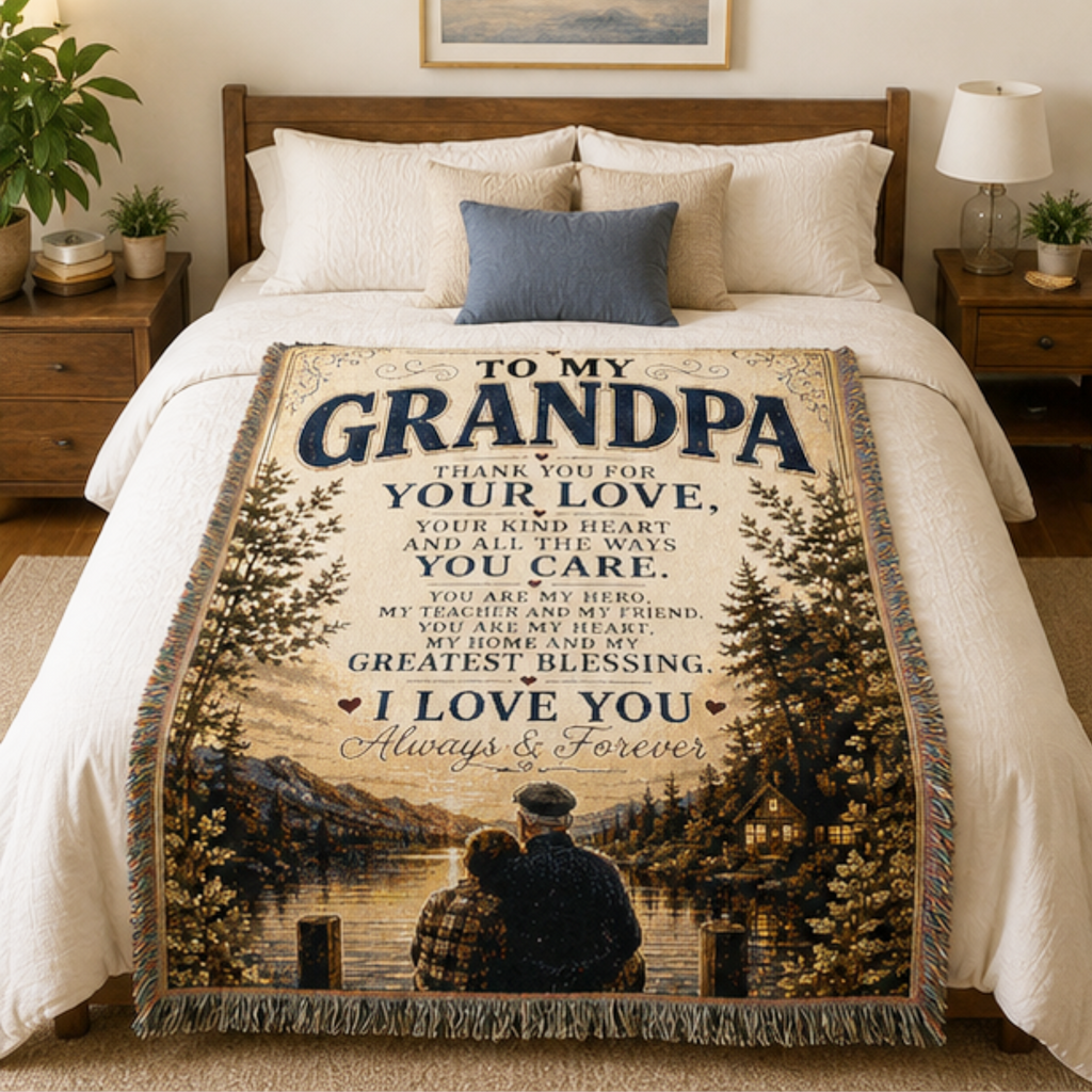 To My Grandpa Woven Blanket | Grandpa Gift Throw Blanket | Meaningful Keepsake Gift