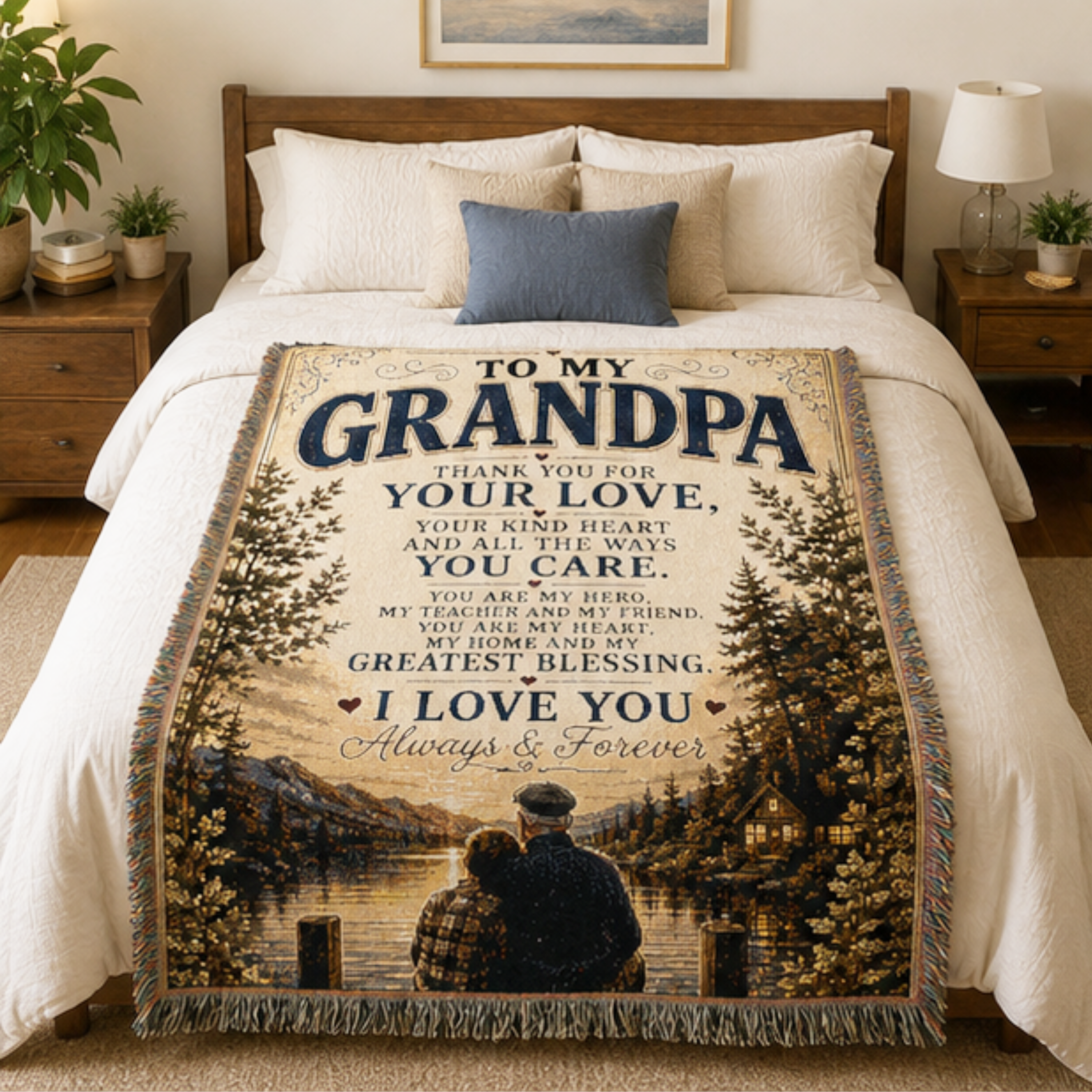 To My Grandpa Woven Blanket | Grandpa Gift Throw Blanket | Meaningful Keepsake Gift