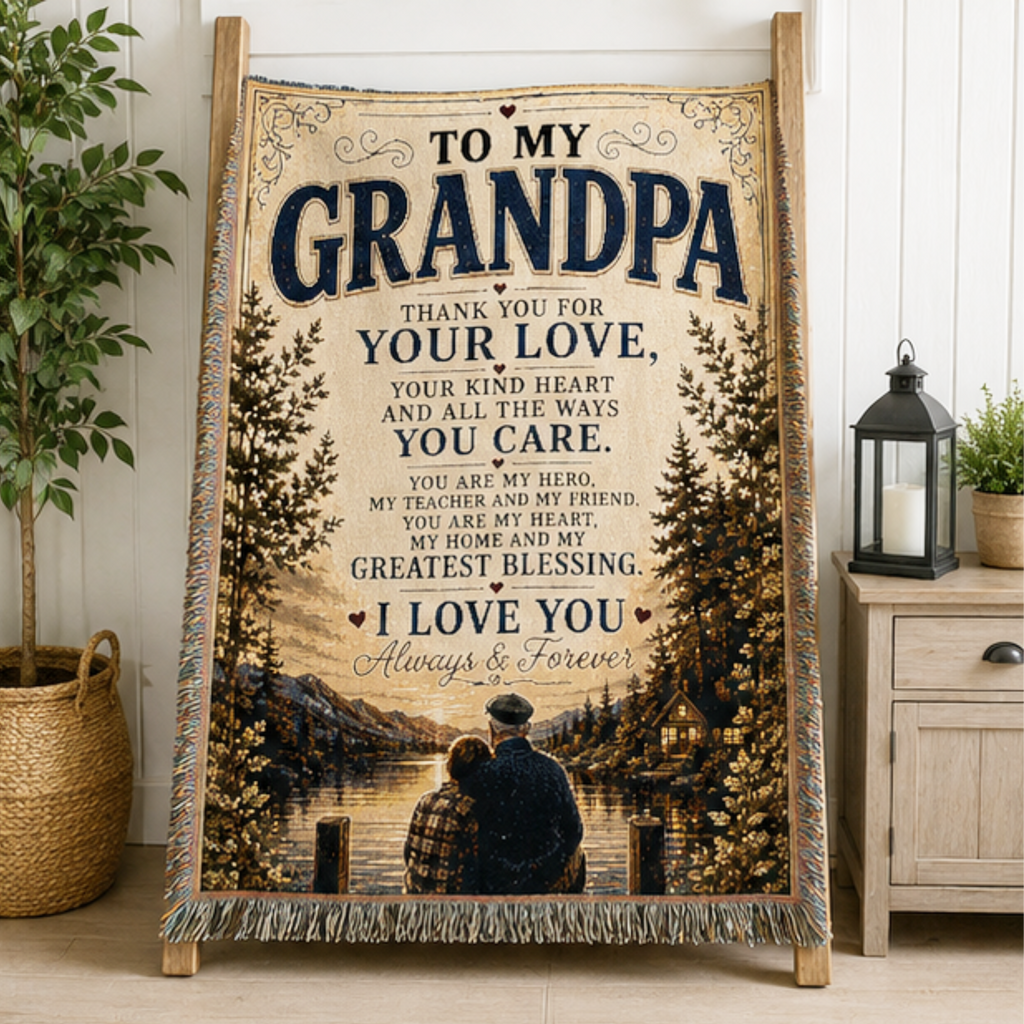 To My Grandpa Woven Blanket | Grandpa Gift Throw Blanket | Meaningful Keepsake Gift