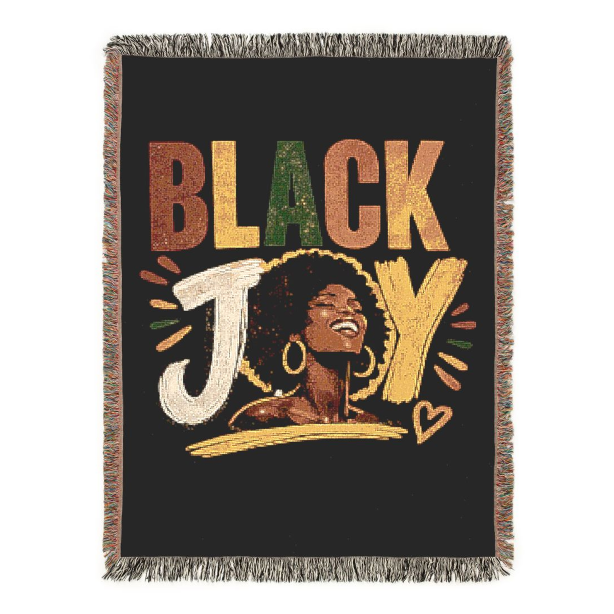 Black Joy Woven Blanket | Afrocentric Black Woman Throw.