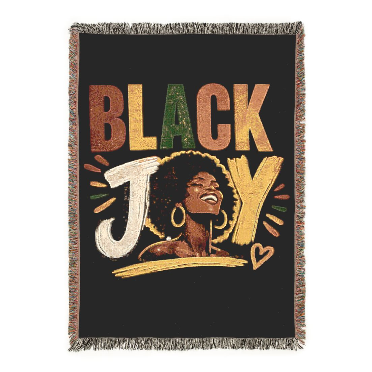 Black Joy Woven Blanket | Afrocentric Black Woman Throw.