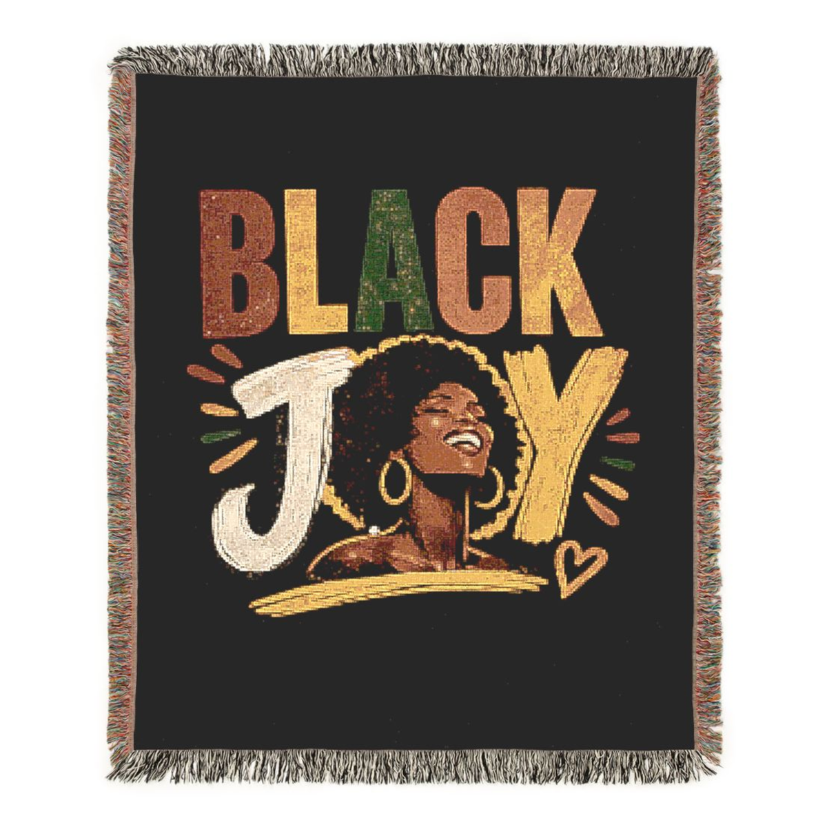 Black Joy Woven Blanket | Afrocentric Black Woman Throw.