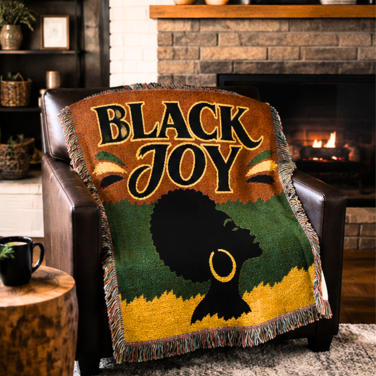 Black Joy Woven Blanket | Black Culture & Pride Tapestry Throw