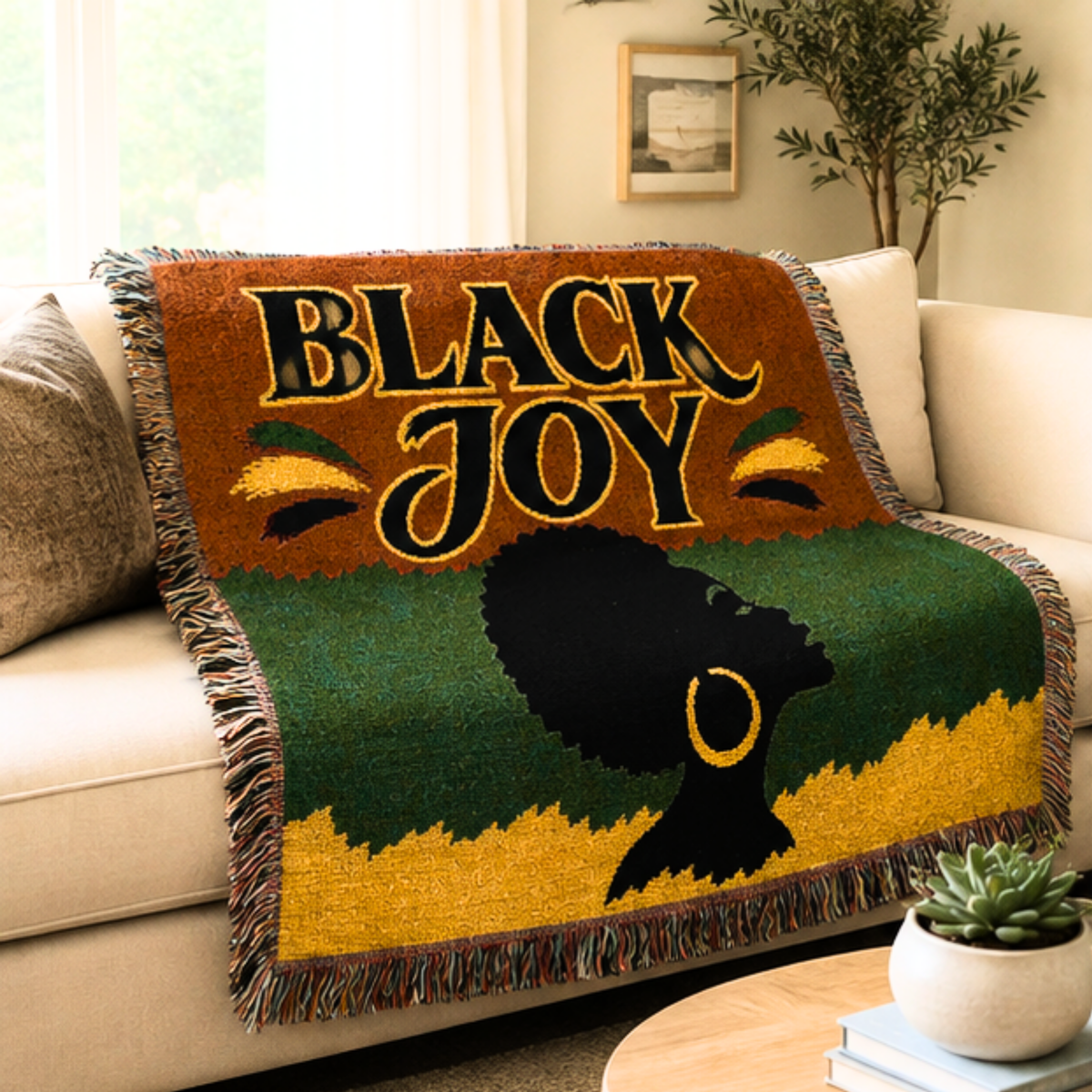 Black Joy Woven Blanket | Black Culture & Pride Tapestry Throw