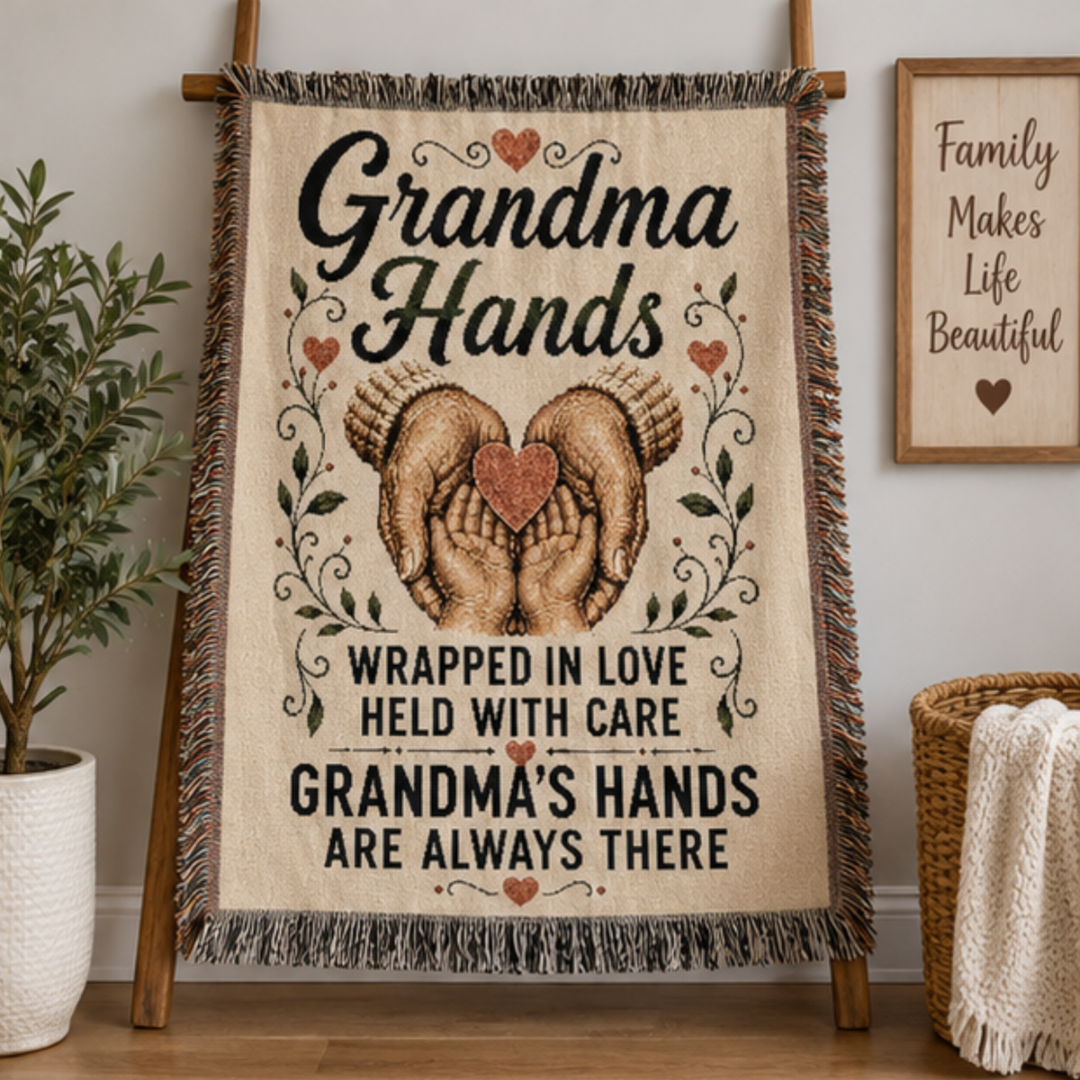 Grandma Hands Woven Blanket | Meaningful Gift for Grandma