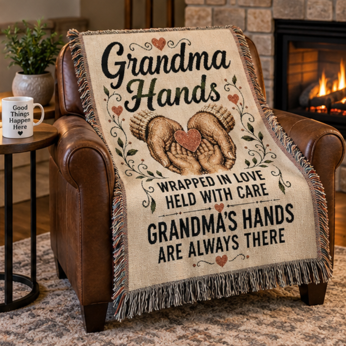 Grandma Hands Woven Blanket | Meaningful Gift for Grandma