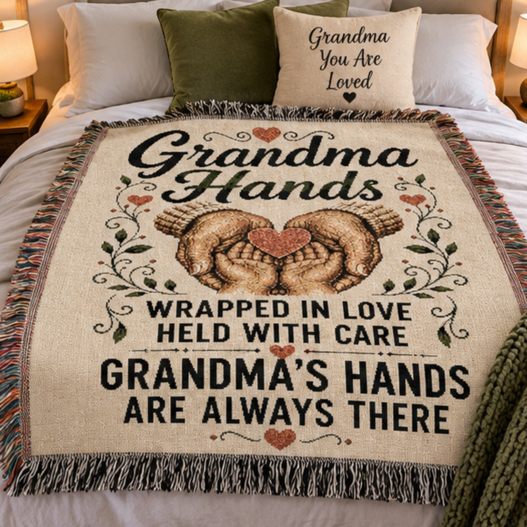 Grandma Hands Woven Blanket | Meaningful Gift for Grandma