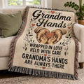 Give Grandma a meaningful keepsake with the Grandma Hands Woven Blanket, featuring a heartfelt message, woven cotton construction, and timeless family-inspired artwork.