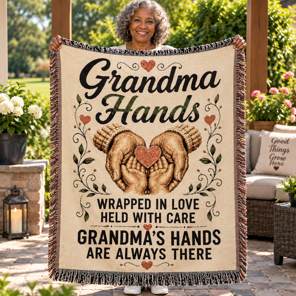 Grandma Hands Woven Blanket | Meaningful Gift for Grandma