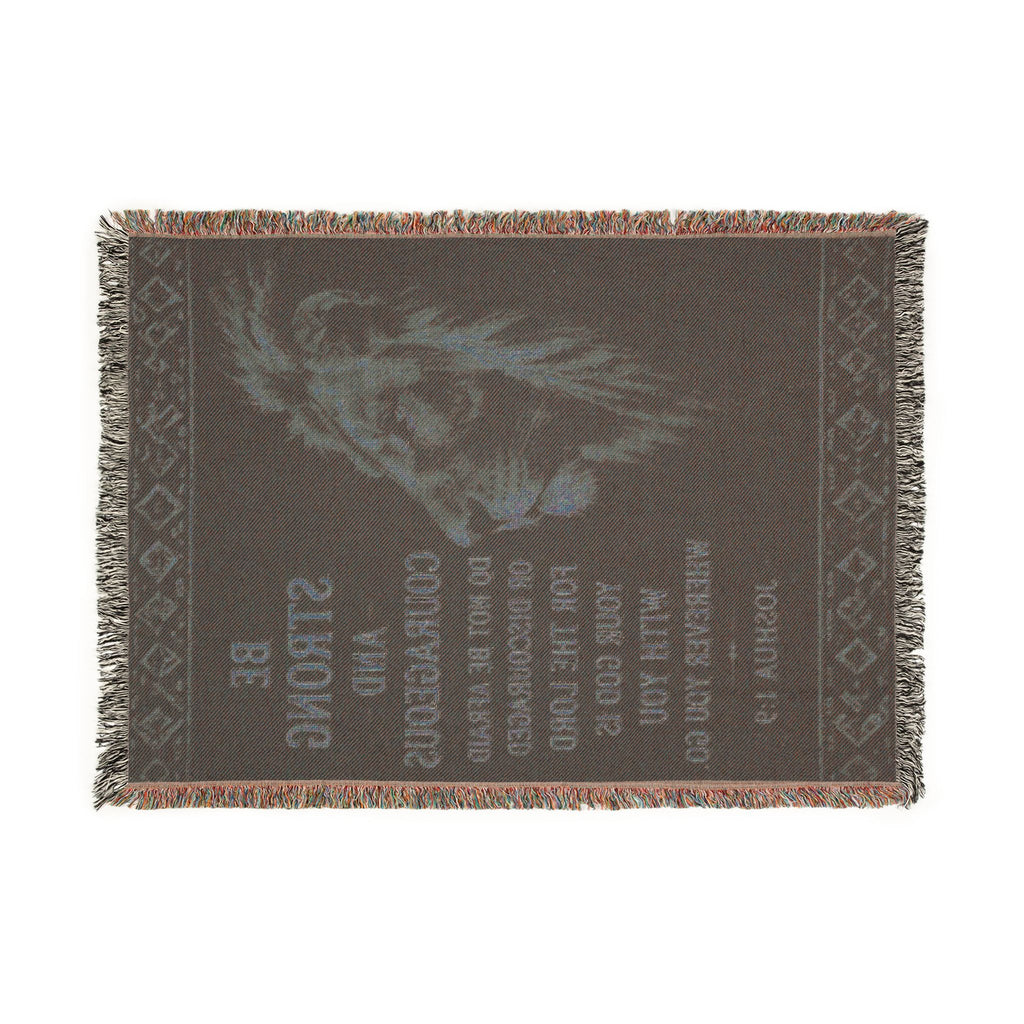 Inspirational Eagle Woven Blanket — "Be Strong and Courageous" Throw
