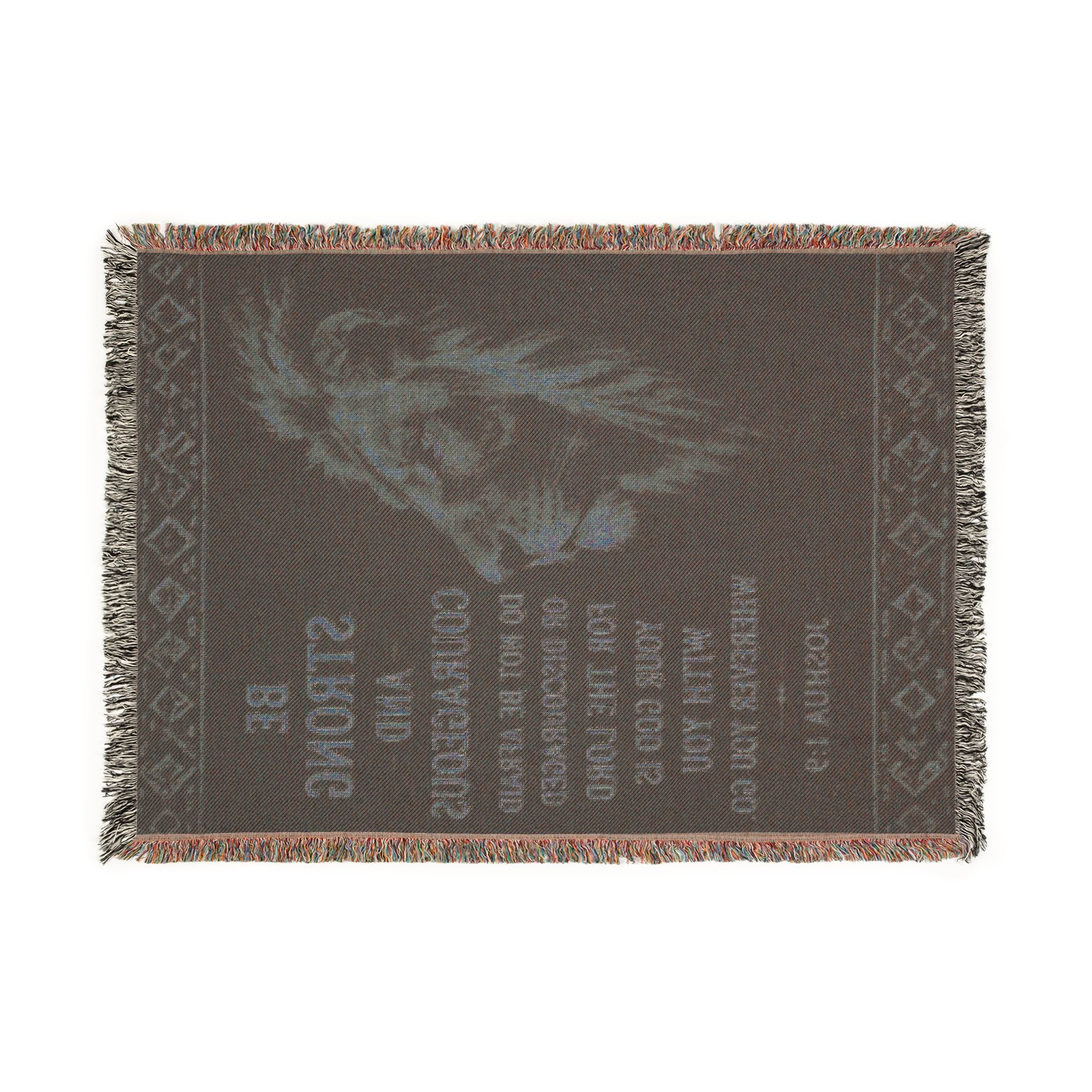 Inspirational Eagle Woven Blanket — "Be Strong and Courageous" Throw
