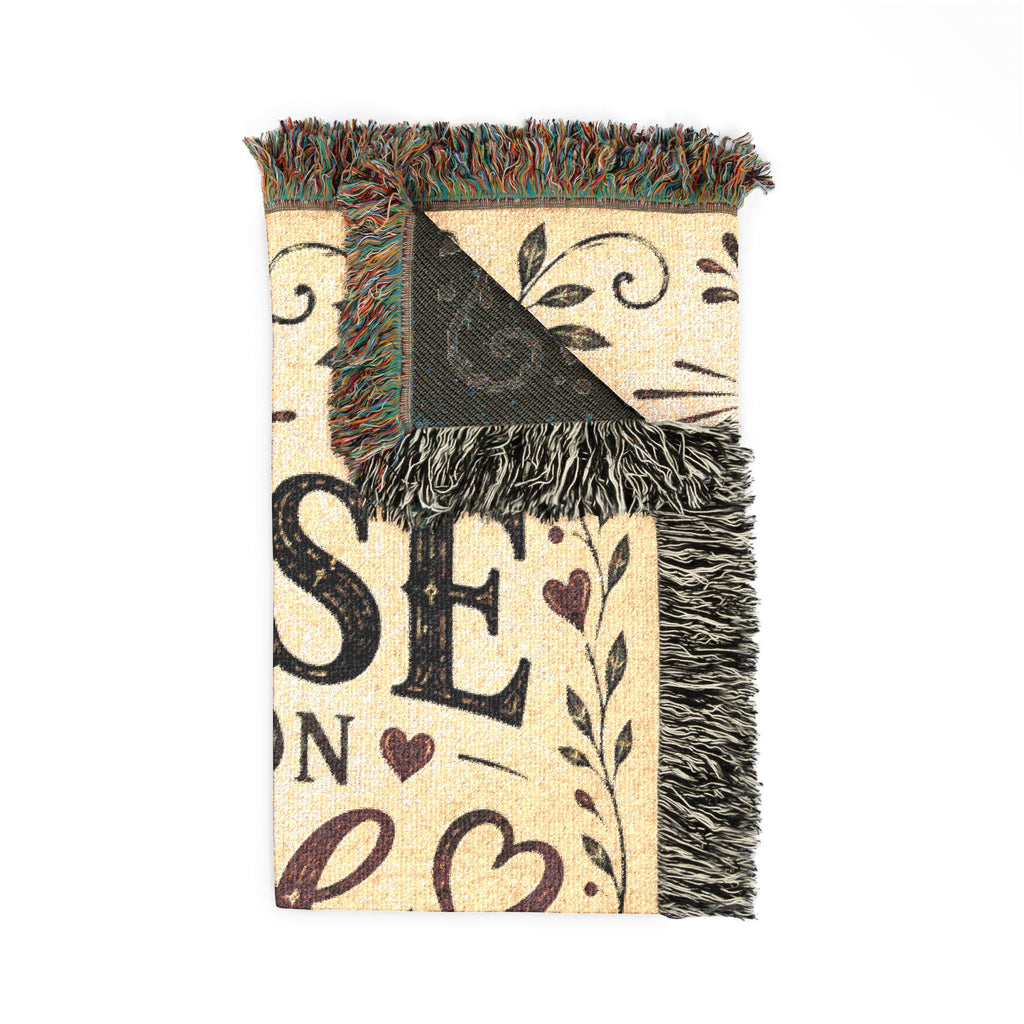 A House Built on Love Never Falls Woven Blanket | Premium Cotton Throw