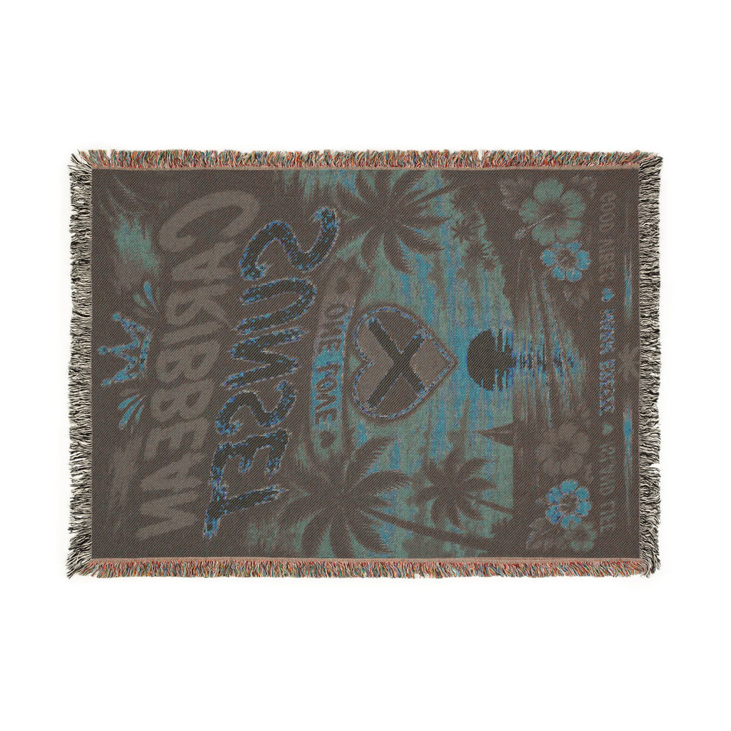 Caribbean Sunset One Love Woven Blanket | Tropical Beach Throw | Island Home Decor