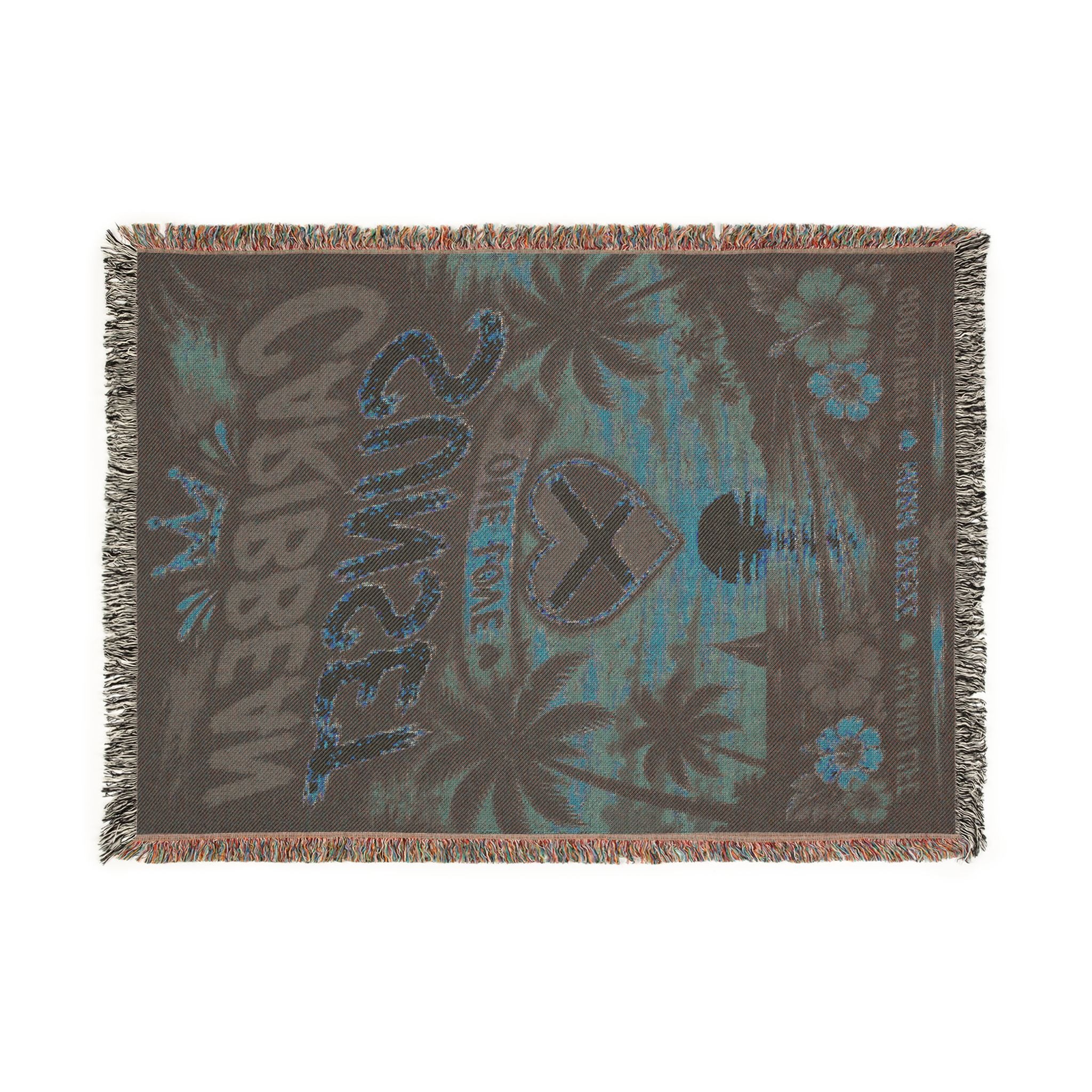 Caribbean Sunset One Love Woven Blanket | Tropical Beach Throw | Island Home Decor