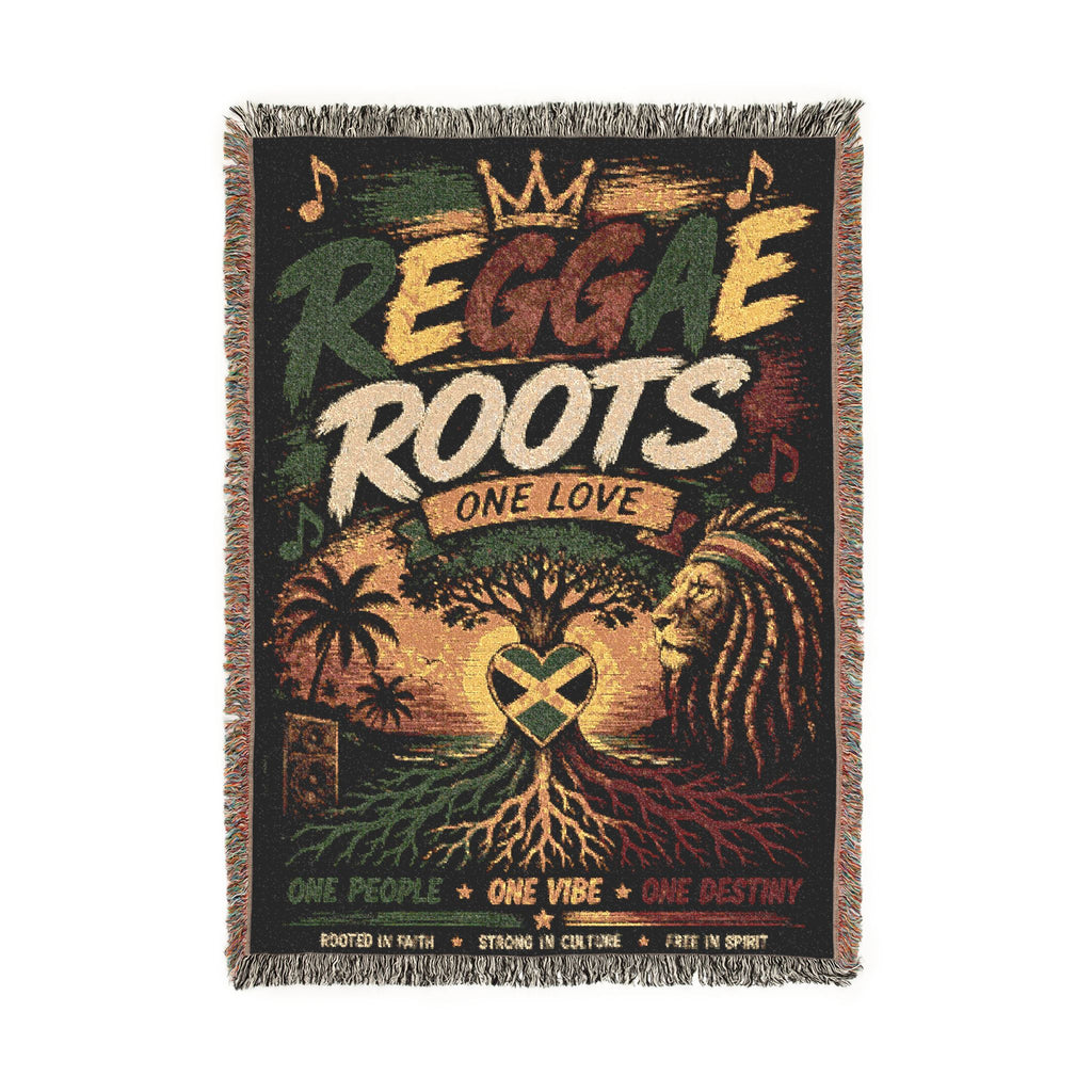 Reggae Roots One Love Woven Blanket | Jamaica Throw | Caribbean Home Decor
