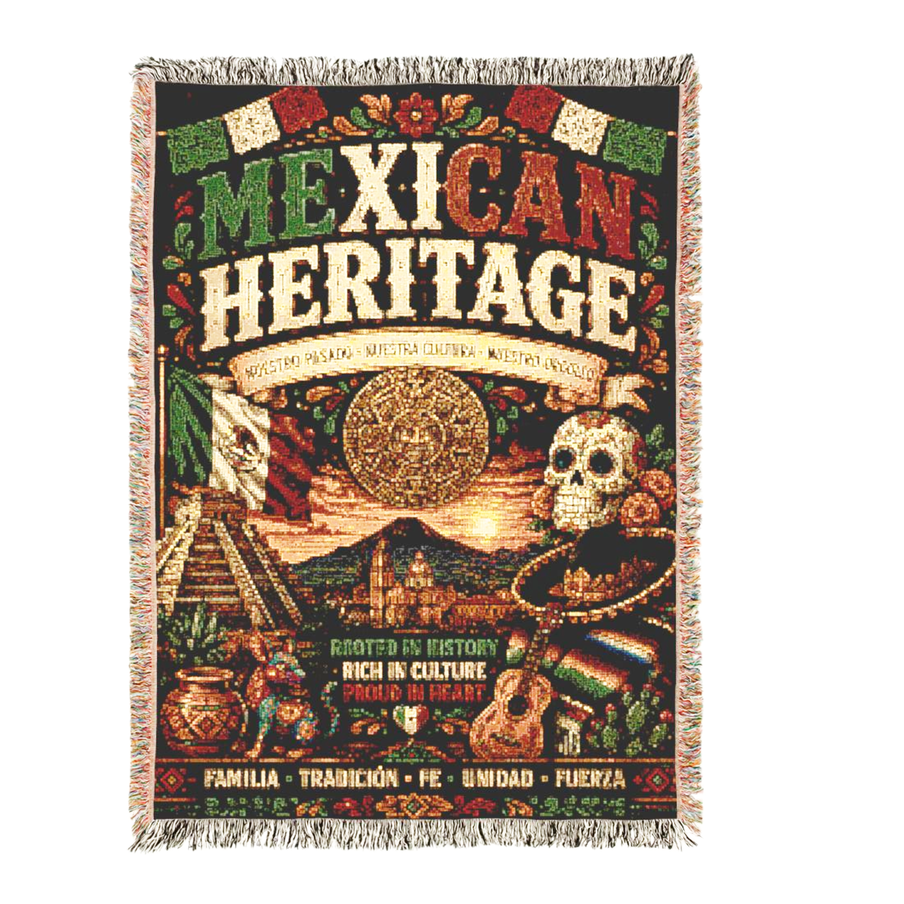 Mexican Heritage Woven Blanket | Mexican Culture Throw Blanket | Fiesta Home Décor | Heritage Wall Tapestry | Cultural Gift